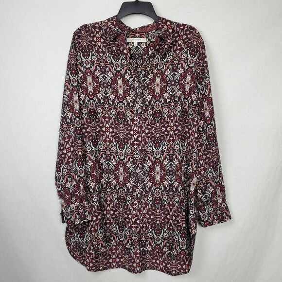 FoxCroft Womans 14 Plus Black Button Front Blouse - Picture 2 of 6